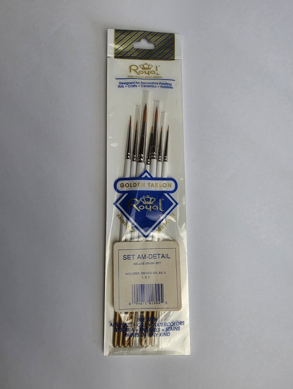 Royal Golden Taklon AM-Detail Deluxe Brush Set of 7 - 10/0, 5/0, 3/0. 0, 2, 3, 5